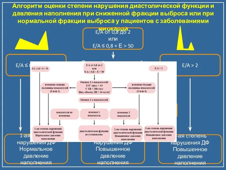 Алгоритм оценки степени нарушения диастолической функции и давления наполнения при