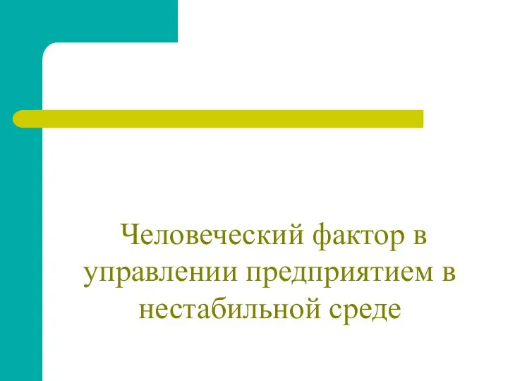 Человеческий фактор в управлении предприятием в нестабильной среде