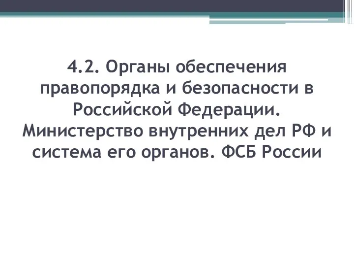 4.2. Органы обеспечения правопорядка и безопасности в Российской Федерации. Министерство