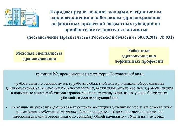 Порядок предоставления молодым специалистам здравоохранения и работникам здравоохранения дефицитных профессий