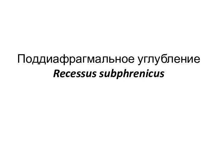 Поддиафрагмальное углубление Recessus subphrenicus