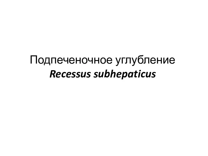 Подпеченочное углубление Recessus subhepaticus