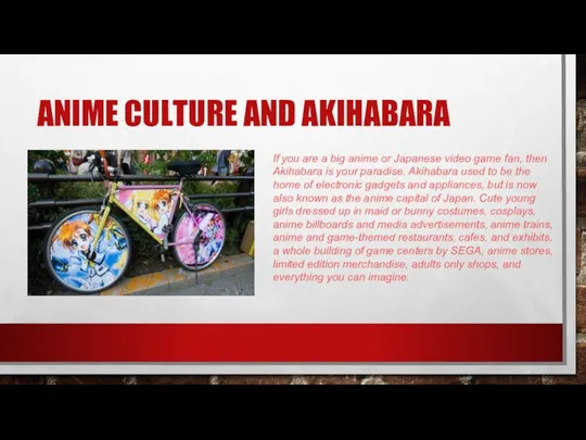 ANIME CULTURE AND AKIHABARA If you are a big anime