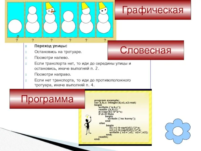 Переход улицы: Остановись на тротуаре. Посмотри налево. Если транспорта нет,