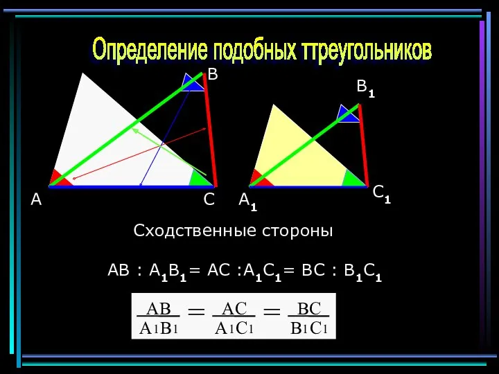 С В А A1 C1 B1 АВ : А1В1= АС