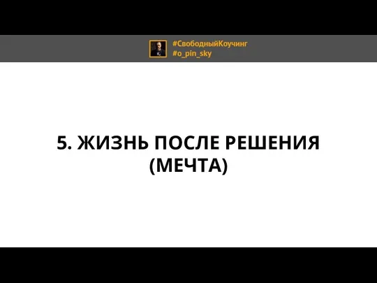 5. ЖИЗНЬ ПОСЛЕ РЕШЕНИЯ (МЕЧТА)