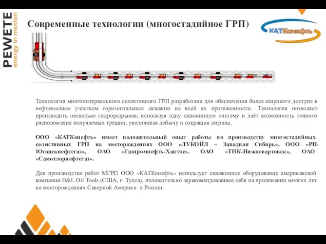 Современные технологии (многостадийное ГРП) Технология многоинтервального селективного ГРП разработана для