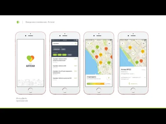 Введение в компанию. Аптеки Интерфейс приложения