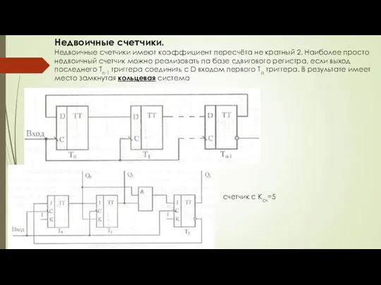 Недвоичные счетчики. Недвоичные счетчики имеют коэффициент пересчёта не кратный 2.