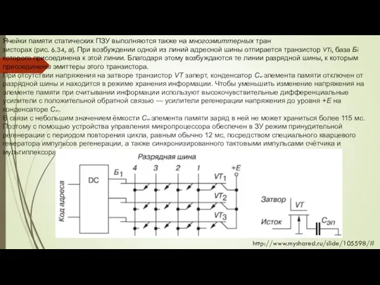 Ячейки памяти статических ПЗУ выполняются также на многоэмиттерных тран зисторах