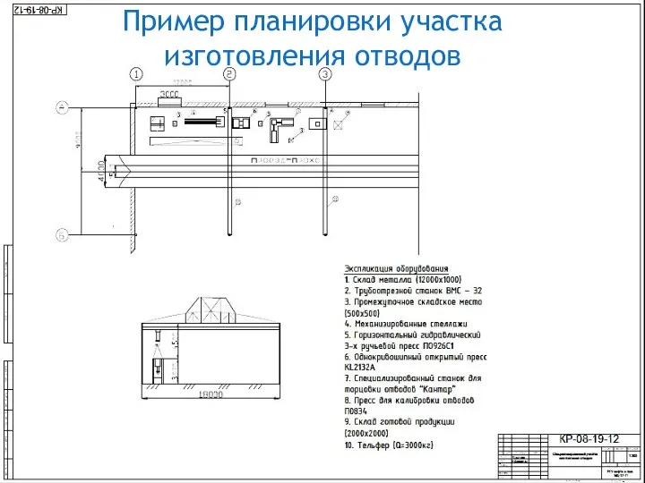 Пример планировки участка изготовления отводов