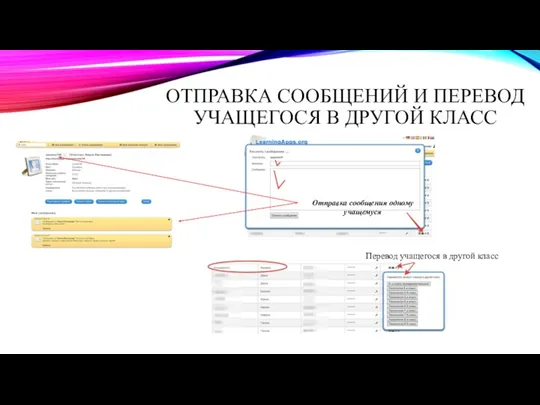 ОТПРАВКА СООБЩЕНИЙ И ПЕРЕВОД УЧАЩЕГОСЯ В ДРУГОЙ КЛАСС Отправка сообщения