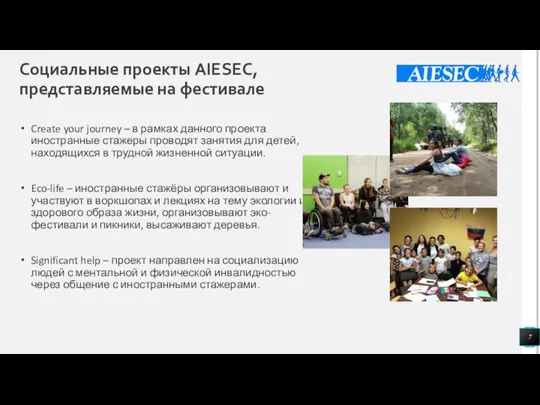 Социальные проекты AIESEC, представляемые на фестивале Create your journey –