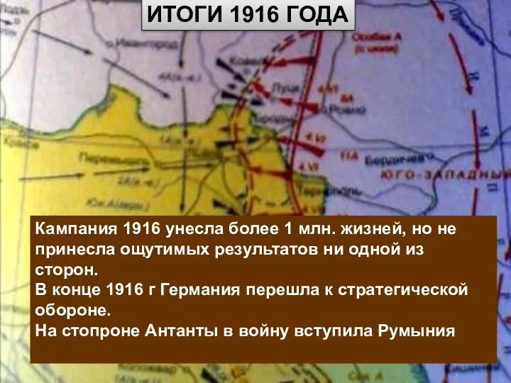 Куляшова И.П. ИТОГИ 1916 ГОДА Кампания 1916 унесла более 1