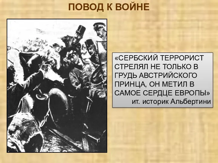 ПОВОД К ВОЙНЕ «СЕРБСКИЙ ТЕРРОРИСТ СТРЕЛЯЛ НЕ ТОЛЬКО В ГРУДЬ