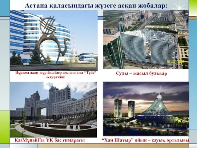 Астана қаласындағы жүзеге асқан жобалар: Сулы – жасыл бульвар ҚазМұнайГаз