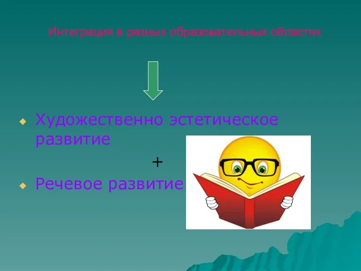 Интеграция в разных образовательных областях Художественно эстетическое развитие + Речевое развитие