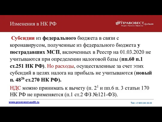 Субсидии из федерального бюджета в связи с коронавирусом, полученные из