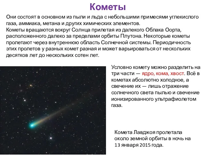 Комета Лавджоя пролетала около земной орбиты в ночь на 13