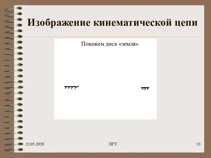 22.05.2020 ПГУ Изображение кинематической цепи Покажем диск «земля»