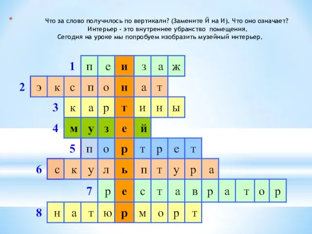 Что за слово получилось по вертикали? (Замените Й на И).