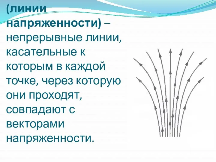 Силовые линии электрического поля (линии напряженности) – непрерывные линии, касательные