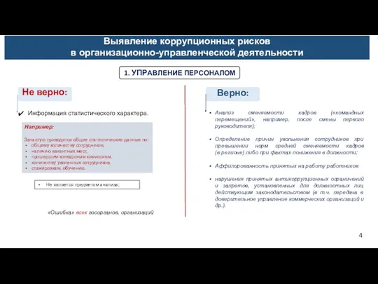 Анализ сменяемости кадров («командных перемещений», например, после смены первого руководителя); Определение причин увольнения