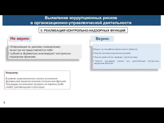 5. РЕАЛИЗАЦИЯ КОНТРОЛЬНО-НАДЗОРНЫХ ФУНКЦИЙ Акцент на специфику деятельности субъекта; Анализ системы управления рисками;