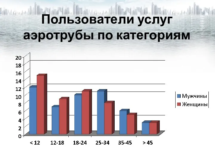 Пользователи услуг аэротрубы по категориям