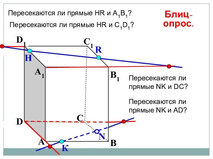 А В С D А1 D1 С1 B1 Пересекаются ли прямые НR и