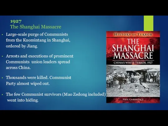 1927 The Shanghai Massacre Large-scale purge of Communists from the