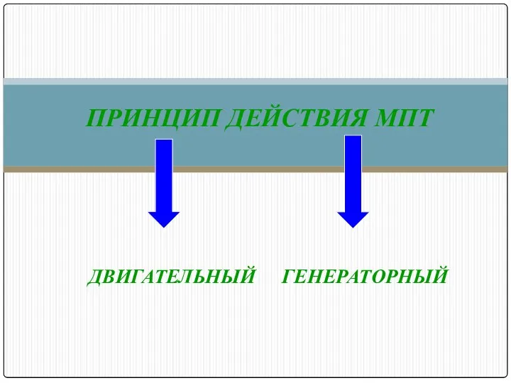 ПРИНЦИП ДЕЙСТВИЯ МПТ ДВИГАТЕЛЬНЫЙ ГЕНЕРАТОРНЫЙ