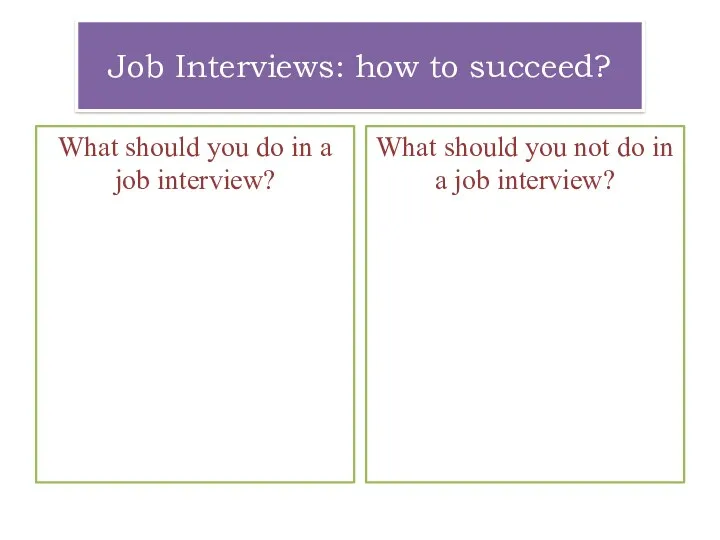 Job Interviews: how to succeed? What should you do in