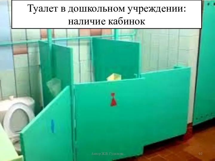 Автор Ж.В. Гудинова Туалет в дошкольном учреждении: наличие кабинок