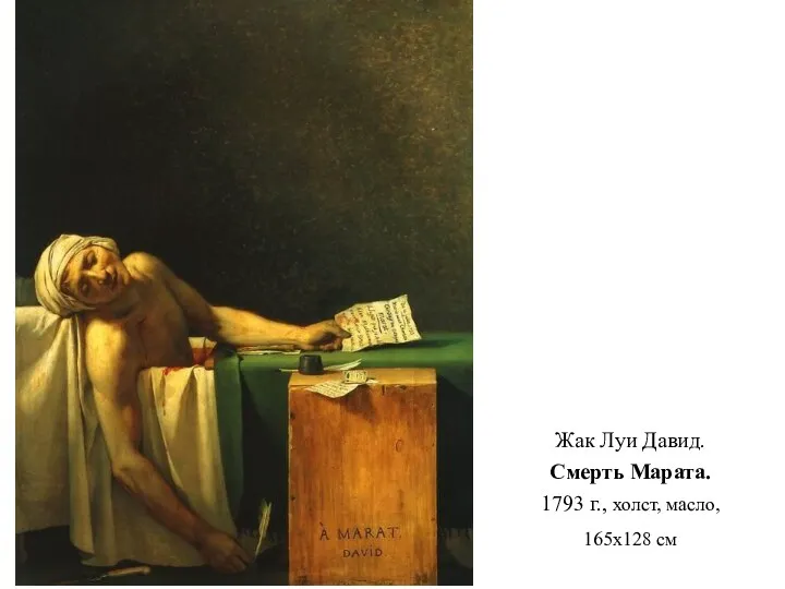 Жак Луи Давид. Смерть Марата. 1793 г., холст, масло, 165х128 см