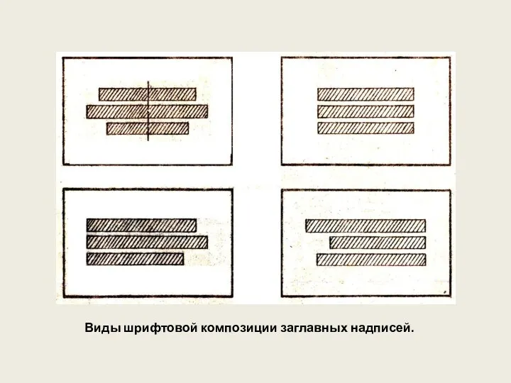 Виды шрифтовой композиции заглавных надписей.