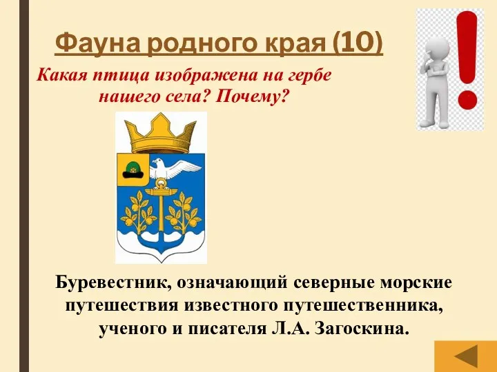 Фауна родного края (10) Какая птица изображена на гербе нашего