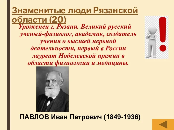 Знаменитые люди Рязанской области (20) Уроженец г. Рязани. Великий русский