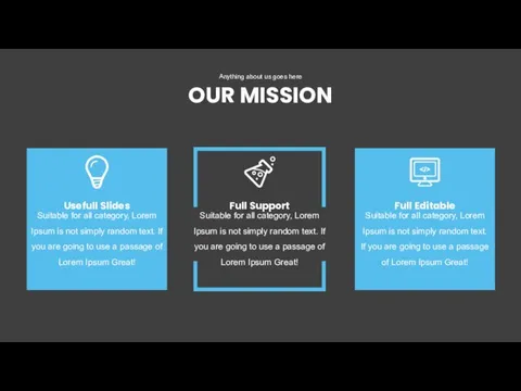 OUR MISSION Anything about us goes here Usefull Slides Suitable