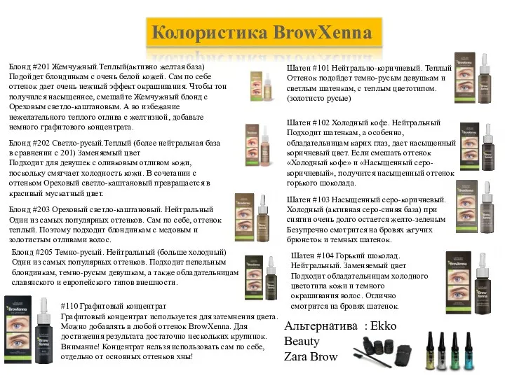 Колористика BrowХenna Блонд #201 Жемчужный.Теплый(активно желтая база) Подойдет блондинкам с