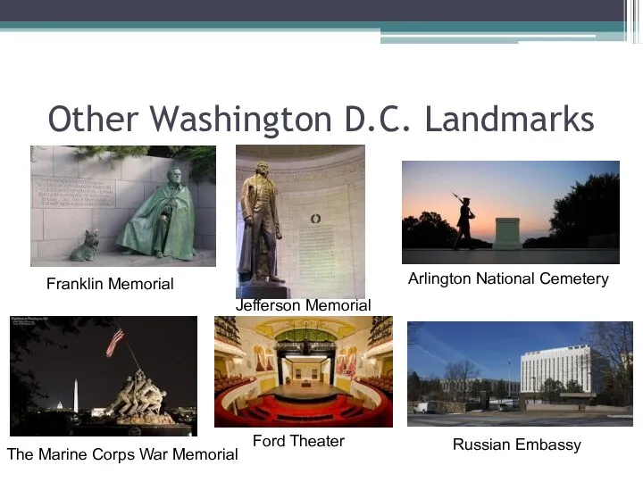 Other Washington D.C. Landmarks Franklin Memorial Arlington National Cemetery The