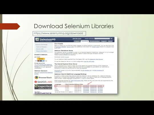 Download Selenium Libraries https://www.seleniumhq.org/download