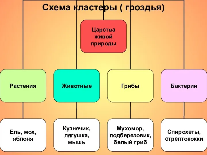 Схема кластеры ( гроздья)