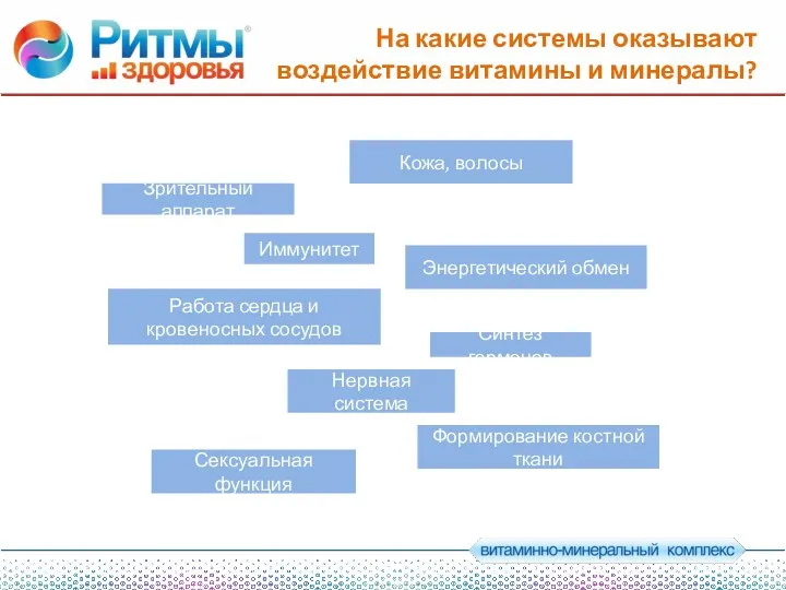 На какие системы оказывают воздействие витамины и минералы? Зрительный аппарат