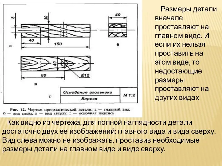 Как видно из чертежа, для полной наглядности детали достаточно двух