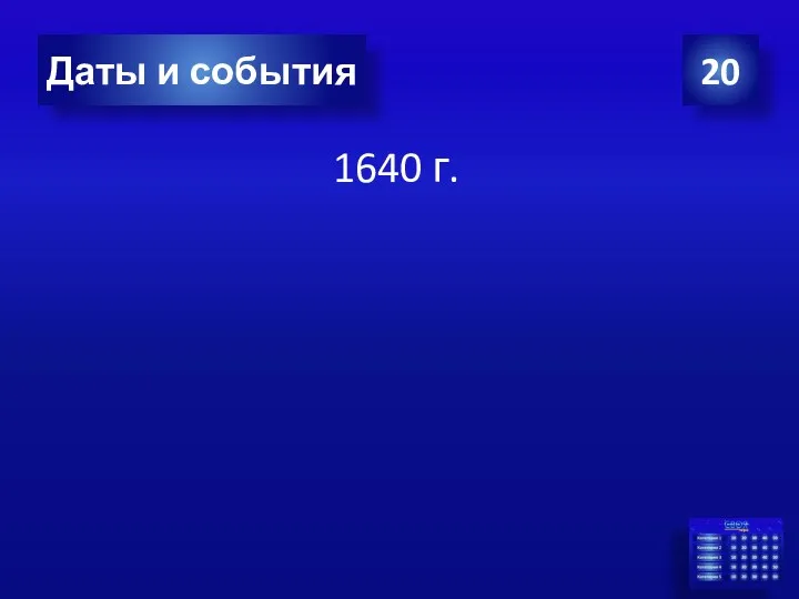 20 Даты и события 1640 г.