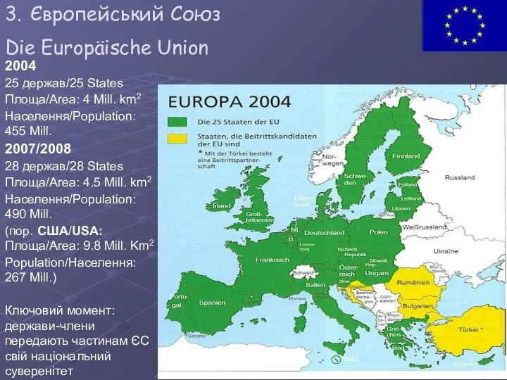 3. Європейський Союз Die Europäische Union 2004 25 держав/25 States