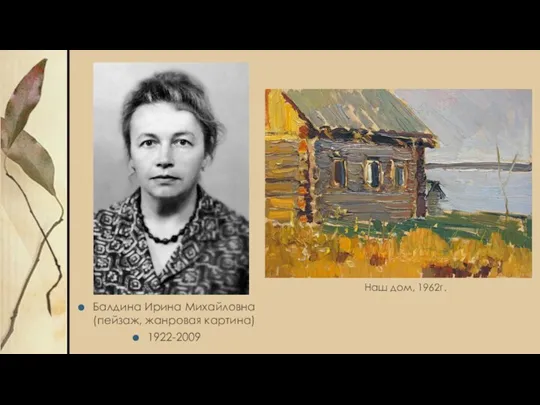 Балдина Ирина Михайловна (пейзаж, жанровая картина) 1922-2009 Наш дом, 1962г. Наш дом, 1962г.