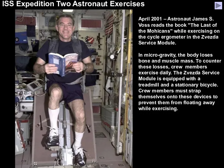 April 2001 – Astronaut James S. Voss reads the book