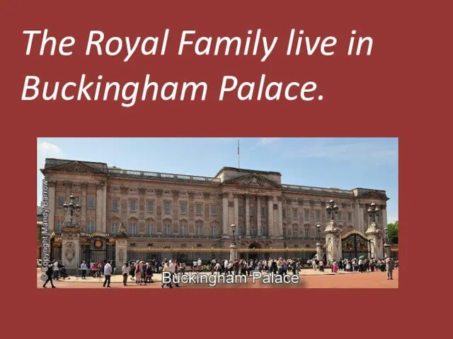 The Royal Family live in Buckingham Palace.